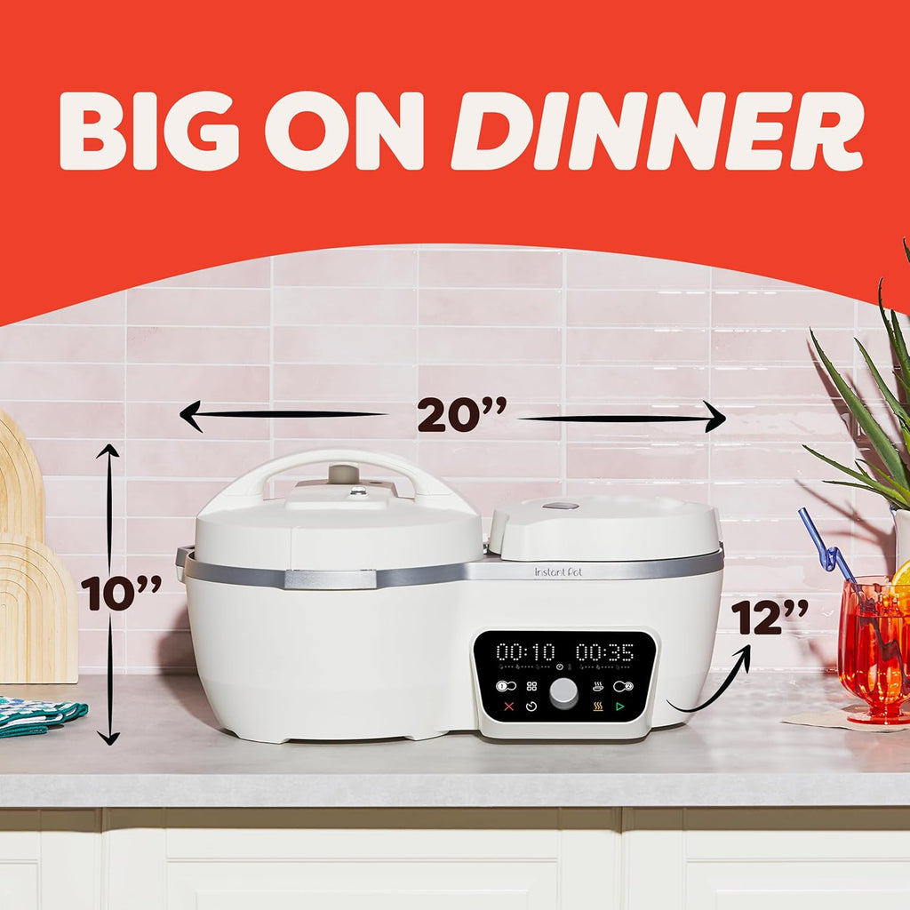 Instant Pot Dual Action 8‑in‑1 Multi-Cooker with Serve Together™ Smart Timing, 4Qt Pressure Cooker & 2Qt Rice Cooker, Cook Mains & Sides Together, Fast Cooking, PFAS-Free Pot*, Sauté, Slow Cook & More