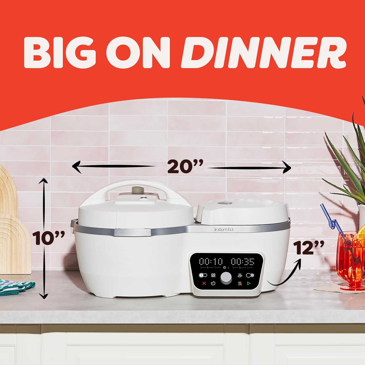 Instant Pot Dual Action 8‑in‑1 Multi-Cooker with Serve Together™ Smart Timing, 4Qt Pressure Cooker & 2Qt Rice Cooker, Cook Mains & Sides Together, Fast Cooking, PFAS-Free Pot*, Sauté, Slow Cook & More
