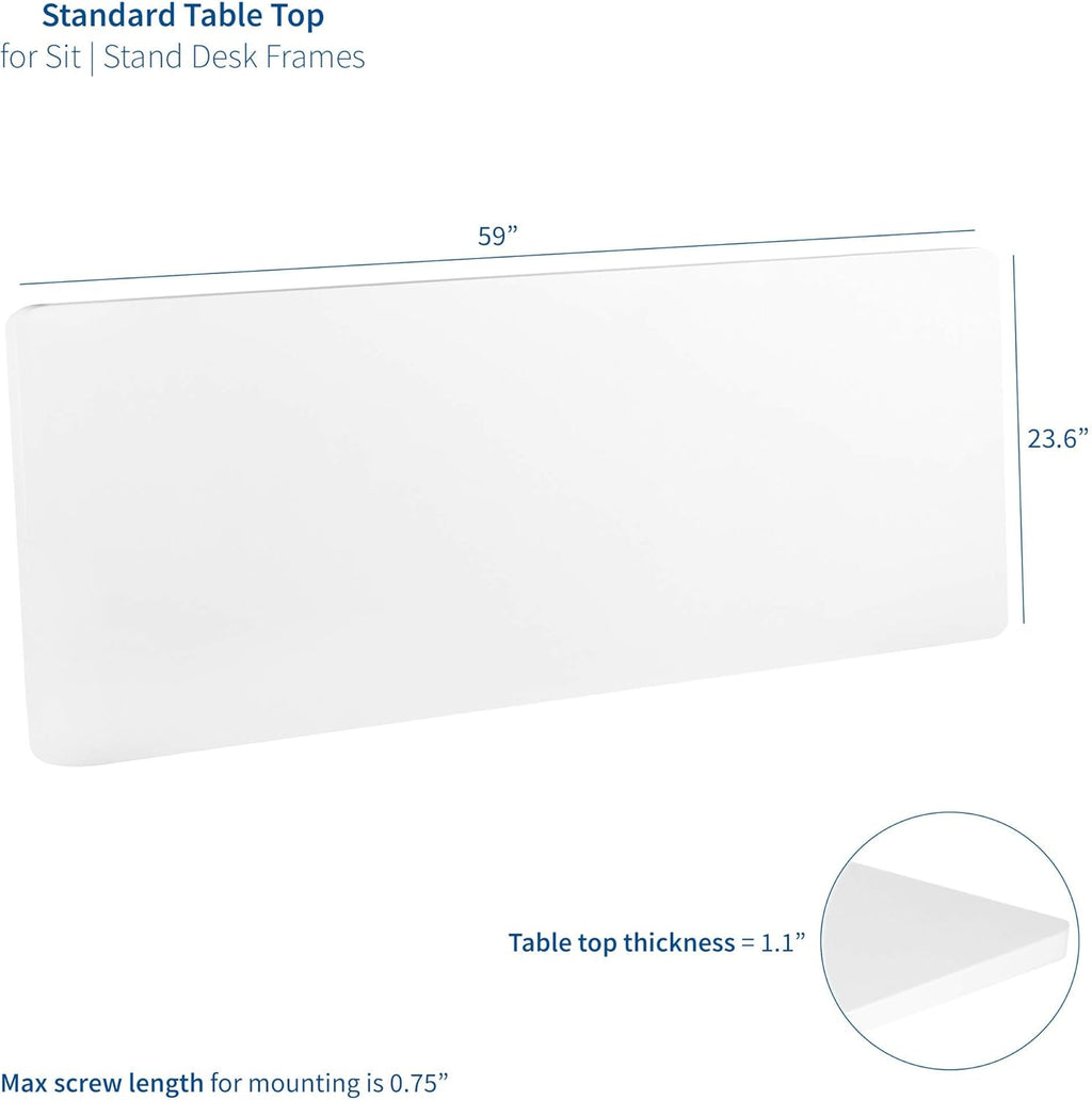 VIVO White 60 x 24 inch Universal Solid One-Piece Table Top for Standard and Sit to Stand Height Adjustable Home and Office Desk Frames, DESK-TOP60W