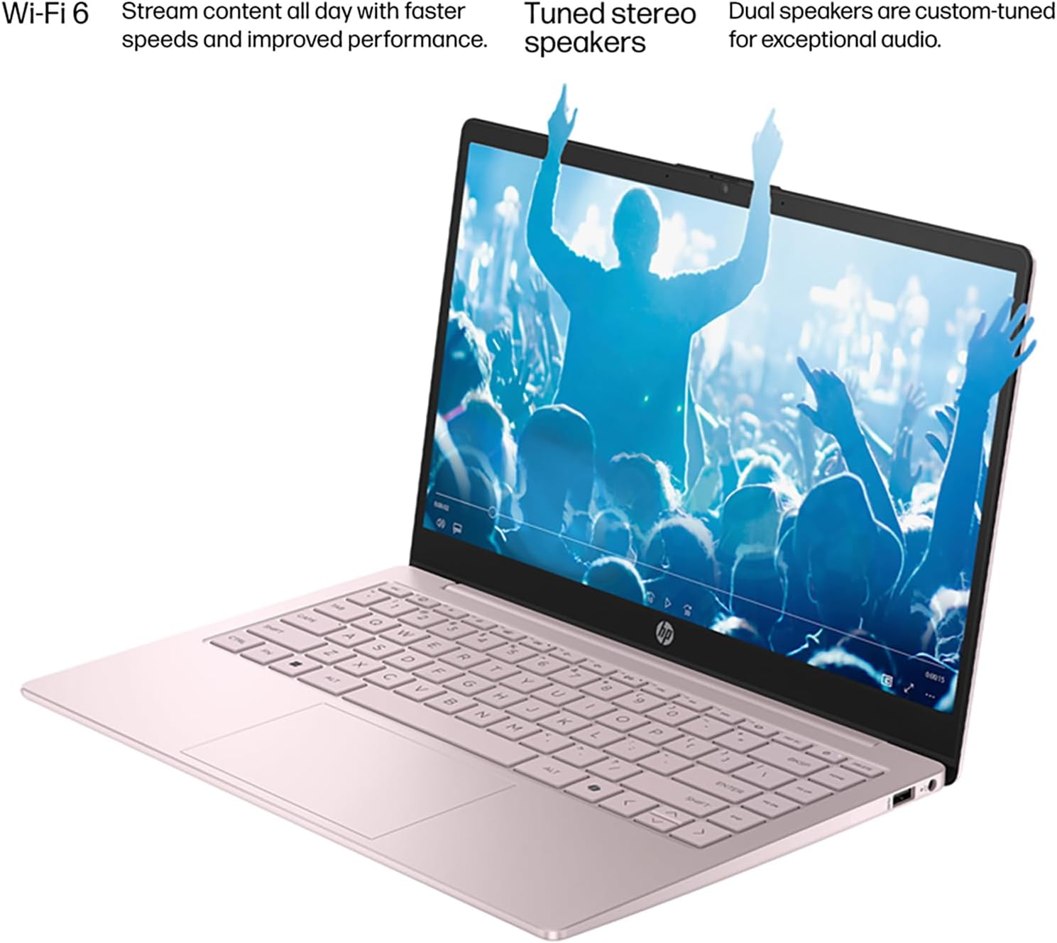 HP Essential Laptop Computer for Student Daily Study, Microsoft Office 365, Intel N150, 4GB RAM, 128GB Storage, Long Battery Life & Fast Charging, Windows 11 Home, Type-C Hub, Tranquil Pink
