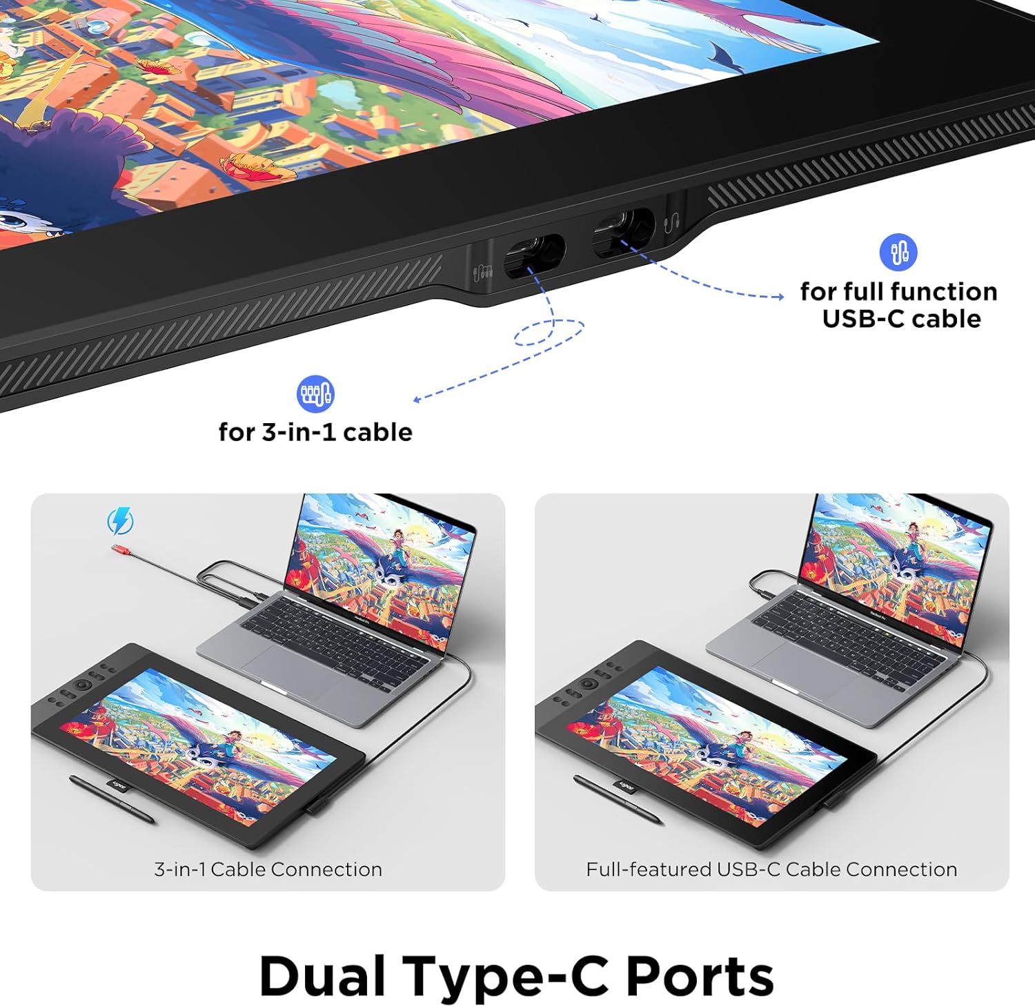 UGEE 15.4 inch Drawing Tablet with Screen .143% sRGB UE16 Computer Graphics Tablet with Full-Laminated Screen 8+1 Hot Keys 16K Level Pressure Battery-Free Stylus .Drawing Pad for PC/Windows/Mac/Android