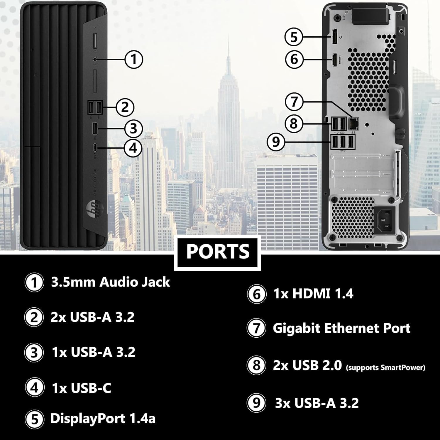 HP ProDesk 400 G9 SFF Business Desktop Computer, Intel CPU, Dual 4K Display Support, USB-C, HDMI, RJ-45, Wi-Fi, Wired Keyboard & Mouse, Windows 11 Pro (8GB RAM | 256GB SSD)