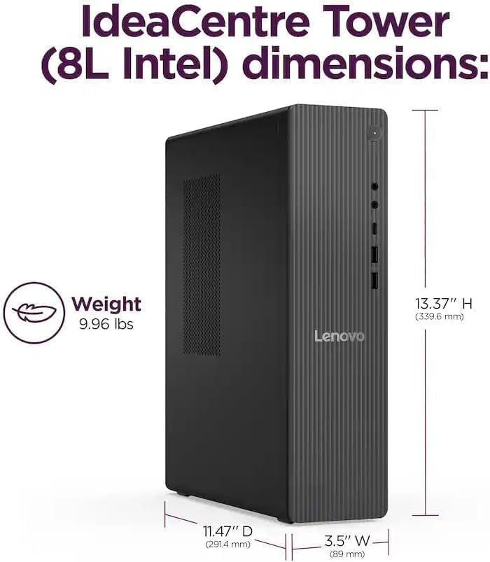 Lenovo IdeaCentre Secure & Productive Business Tower Desktop｜16GB DDR5 RAM | 14TH Intel 4-core (Beat i5-12400T) | 756GB Storage(256GB SSD & 500GB HDD) | HDMI, Wi-Fi 6E, RJ-45, USB-C｜Windows 11 Pro