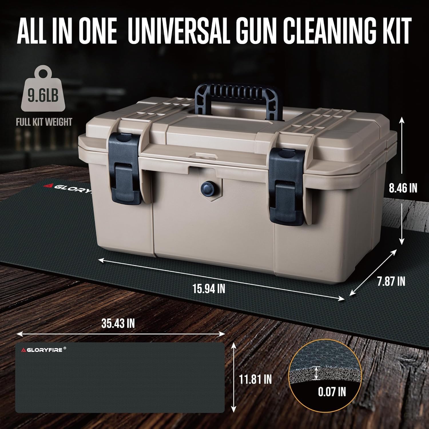 GLORYFIRE Deluxe Universal Gun Cleaning Kit - Highly Effective Cleaning Solutions for Hunting and Shooting - Compact