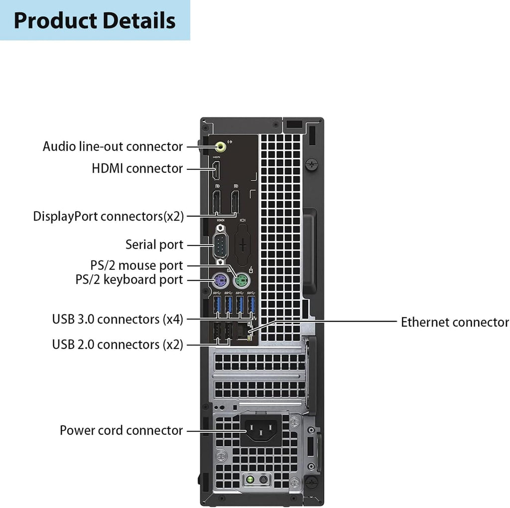 Dell Optiplex 7050 SFF Desktop Computer PC | Core i5-6500T | 8 GB DDR4 RAM | 256 GB SSD | USB WiFi + Bluetooth | Windows 11 Pro | Keyboard & Mouse(Renewed)