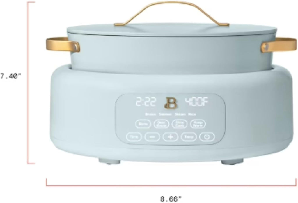 10-in-1 6Qt Electric Multi-Cooker – Slow Cooker, Rice Cooker, Steamer & More | Touch Control, Oven-Safe, Dishwasher-Safe (Hydrangea Blue)
