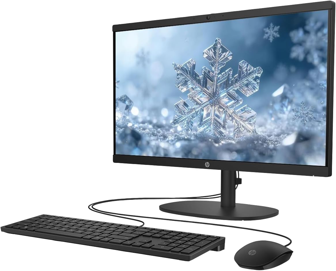 HP 21.5" FHD All-in-One Desktop Computer, 8GB RAM 512GB SSD, Intel N200 Processor, Keyboard & Mouse Included, PLUSERA 8-in-1 Hub, Windows 11, Jet Black