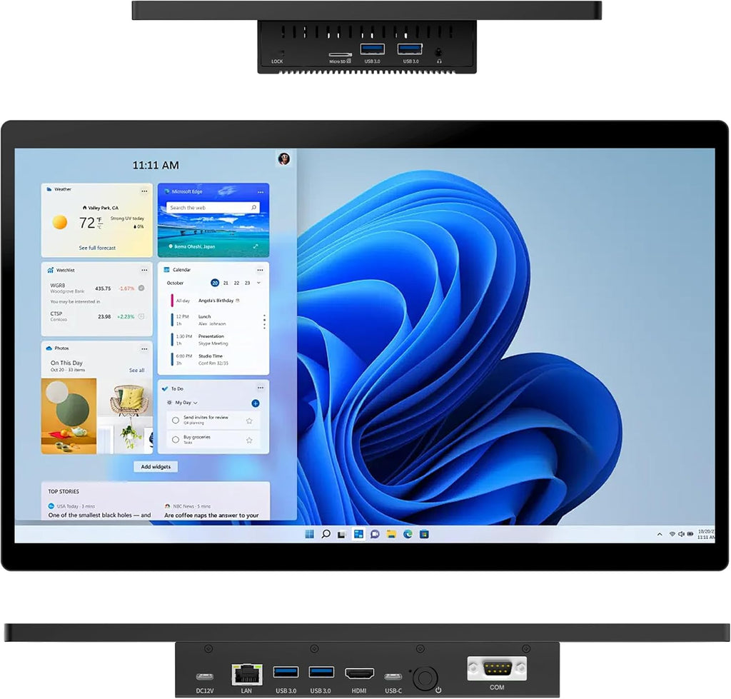 HIGOLEPC 15.6" Industrial All-in-One Tablet Panel PC, Win 11 Pro Computer with Celeron N5095 8GB RAM 128GB ROM, 1920 * 1080 IPS Touchscreen, 4X USB 3.0, RS232, LAN, HDMI, Type-C