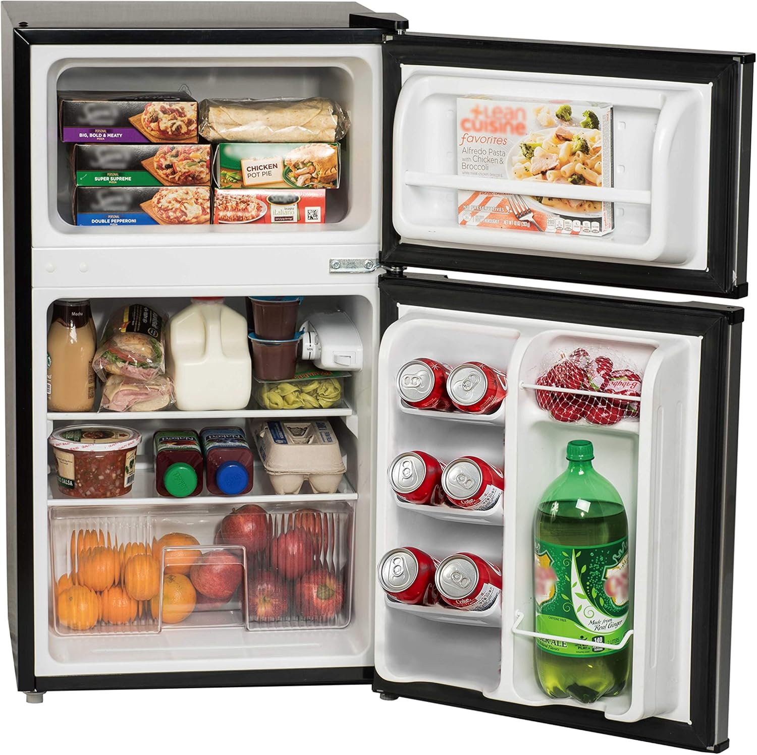 Arctic King ATMP032AES 3.2 Cu Ft Two Door Mini Fridge with Freezer, Stainless Steel