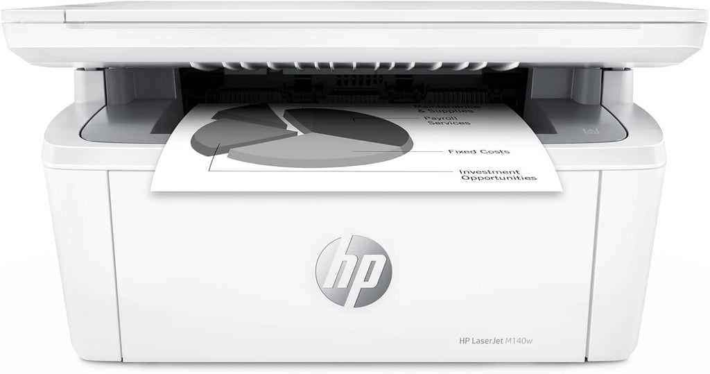 HP Laserjet MFP M140w Wireless Monochrome All-in-One Printer, Copier, Scanner, Phone, Tablet, for Home, Office Use, Easy Setup, Auto-On/Off Technology Compact White 7MD72F (Renewed)