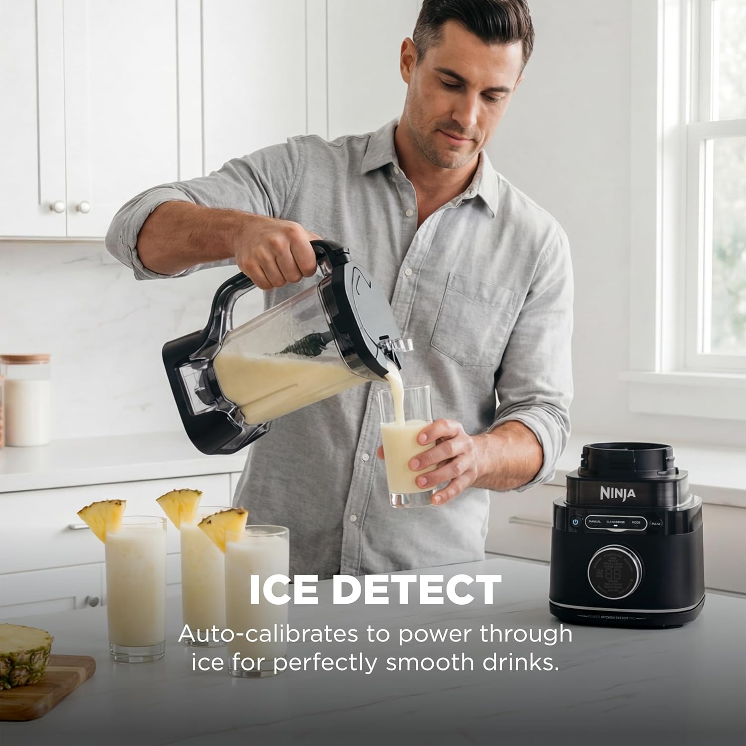 Ninja Kitchen System | Food Processor & Blender with BlendSense Technology | 8-Cup Bowl & 24-oz. To-Go Cup | For Smoothies, Cookie Dough, Salsa & More | 1800-Peak-Watt | Black | TB401