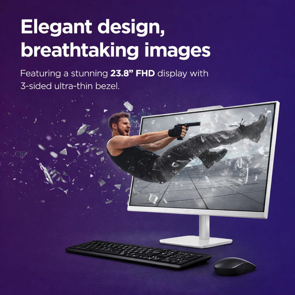 Lenovo 24" FHD All-in-One (AIO) Desktop - 16GB RAM - 512GB SSD - Intel Core - Office 365 for The Web | Stylish & Sleek - Stunning Display - Easy Task Management & Clear Calls - Fast & Quick Access