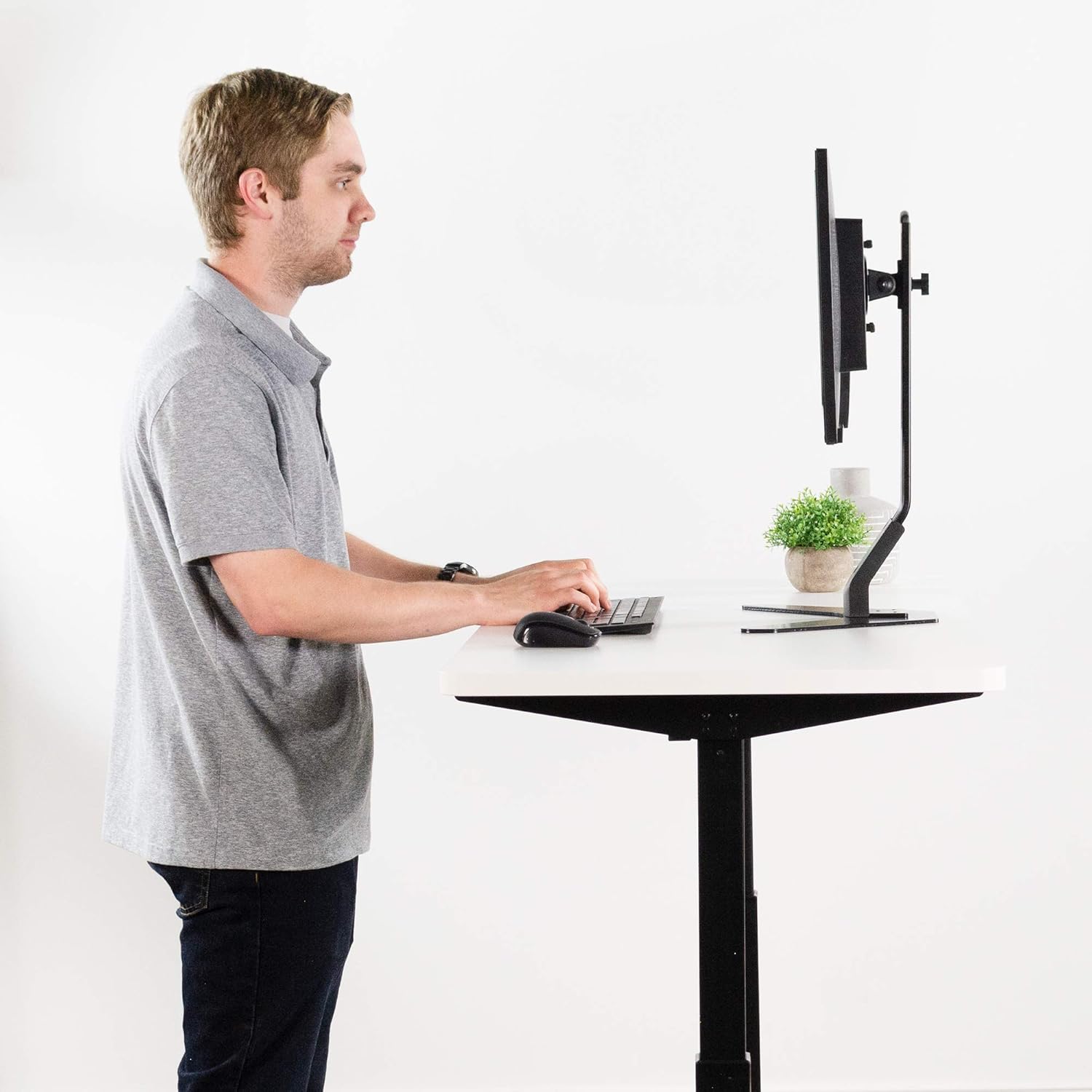 VIVO White 60 x 24 inch Universal Solid One-Piece Table Top for Standard and Sit to Stand Height Adjustable Home and Office Desk Frames, DESK-TOP60W