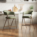 COLAMY Bar Stools Set of 2, 26" Counter Height Barstools with Backs, Modern Upholstered Bar Chairs with Metal Legs for Kitchen Island Counter, Dining Room, Green