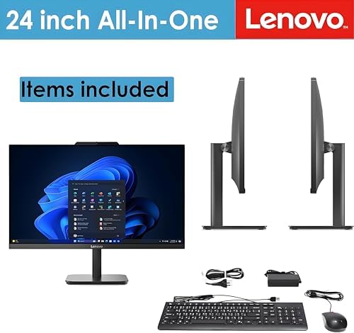 Lenovo IdeaCentre 24 23.8" All-in-One with Lifetime Office 365 for Web, 16GB DDR4 RAM, 1TB PCIe SSD, Intel N100 Processor, FHD AIO Desktop Computer, WiFi 6, Bluetooth, Jet Black, Win 11 Home