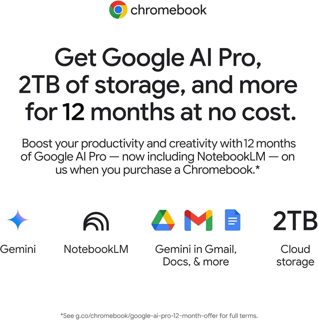 Lenovo Chromebook Plus 2-in-1 - Lightweight Laptop - Google Gemini - Intel® N355 CPU - 14" WUXGA IPS Touchscreen Display - 8GB RAM - 256GB UFS Storage - Integrated Intel® Graphics - Fingerprint reader