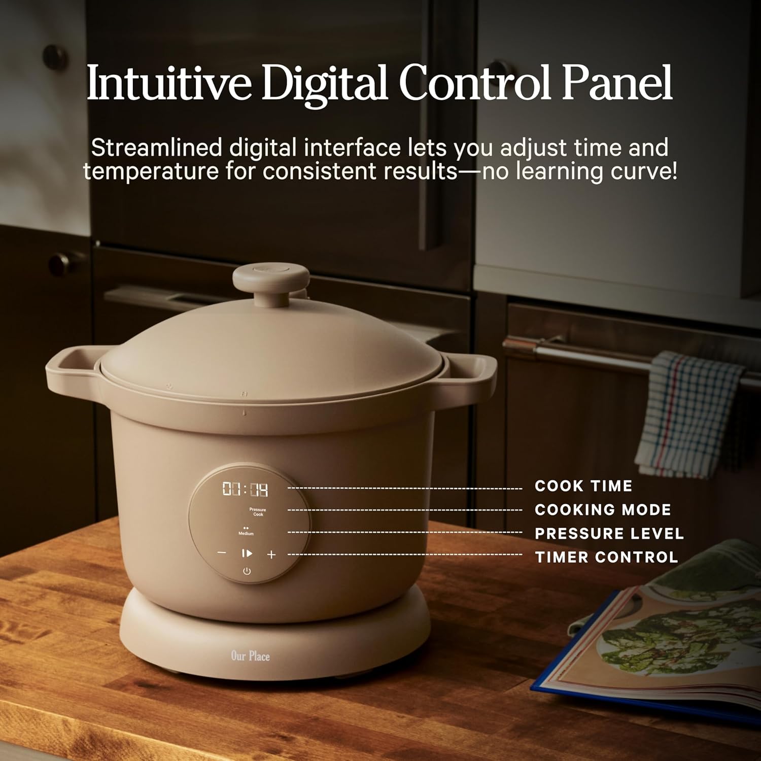 Our Place Dream Cooker | 6 Qt Ceramic Nonstick Multicooker & Pressure Cooker with Touchscreen Controls & Auto Steam Release | 4 Modes: Pressure Cook, Sauté/Sear, Slow Cook & Warm | Char