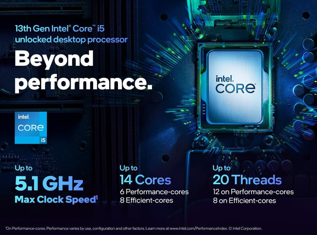 Intel Core i5-13600K Desktop Processor 14 cores (6 P-cores + 8 E-cores) 24M Cache, up to 5.1 GHz