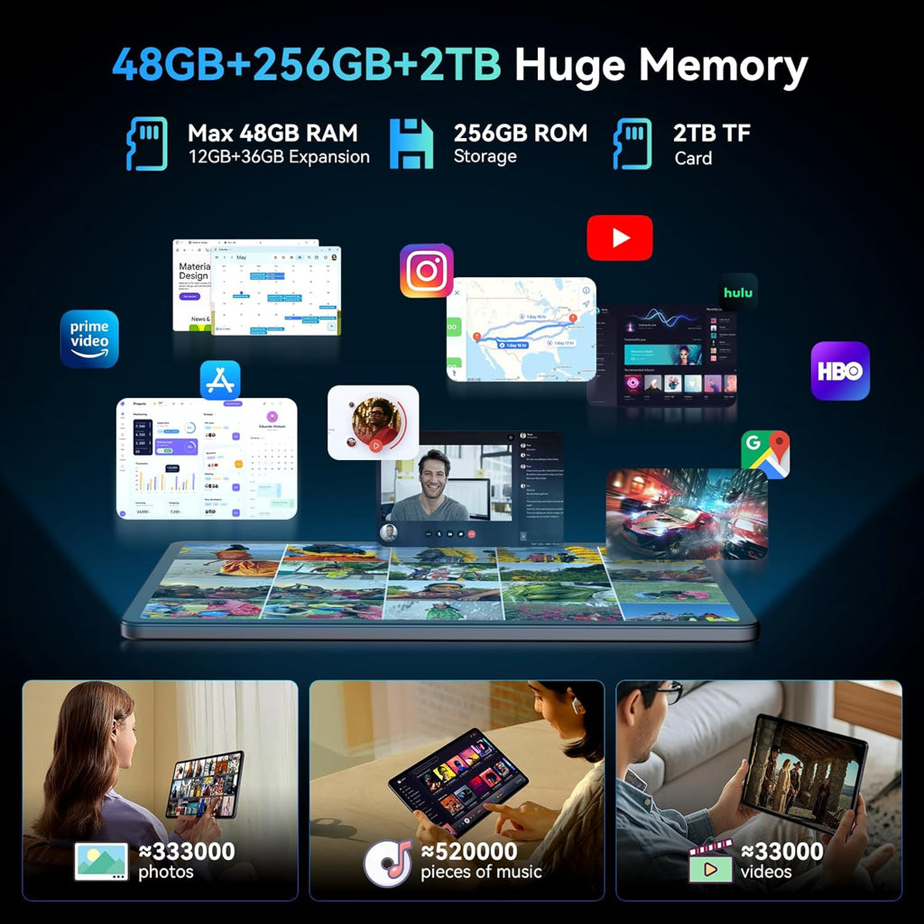 2026 upgrated 12 inch Tablet, Android 16 Tablet with Keyboard, 2K QHD Display for High-Res Gaming/Art/Productivity,with Wideline, 48GB+256GB+2TB, 5G WiFi/Octa-Core/10000mAh/GMS/GPS-4-year Warranty