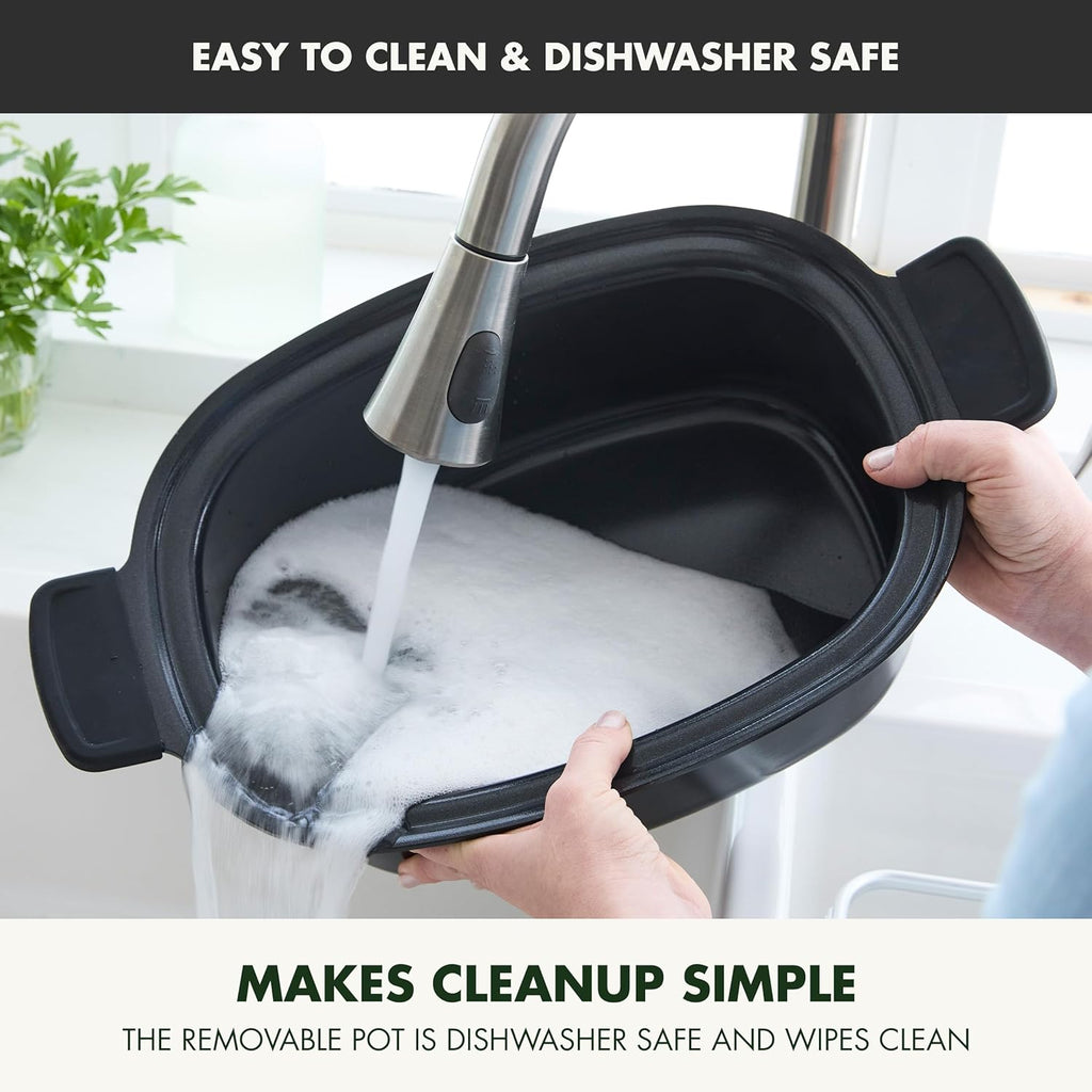 GreenPan Elite 8-in-1 Programmable 6QT Electric Slow Cooker, Dishwasher Safe Lid & Removable Crock, PFAS-Free Healthy Ceramic Nonstick Multi-Cooker, Sear, Sauté, Brown, Steam Basket, Roast, Gold