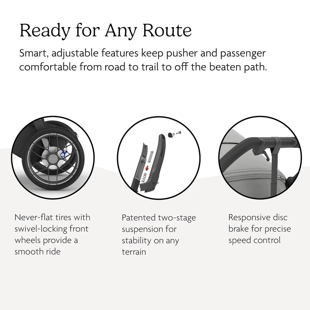 UPPAbaby Ridge V2 Jogging Stroller | All-Terrain Performance Suspension + Never-Flat Tires Built for Walking, Running + Trails | Water Bottle Holder Included | Savannah (Pearl Grey | Carbon Frame)