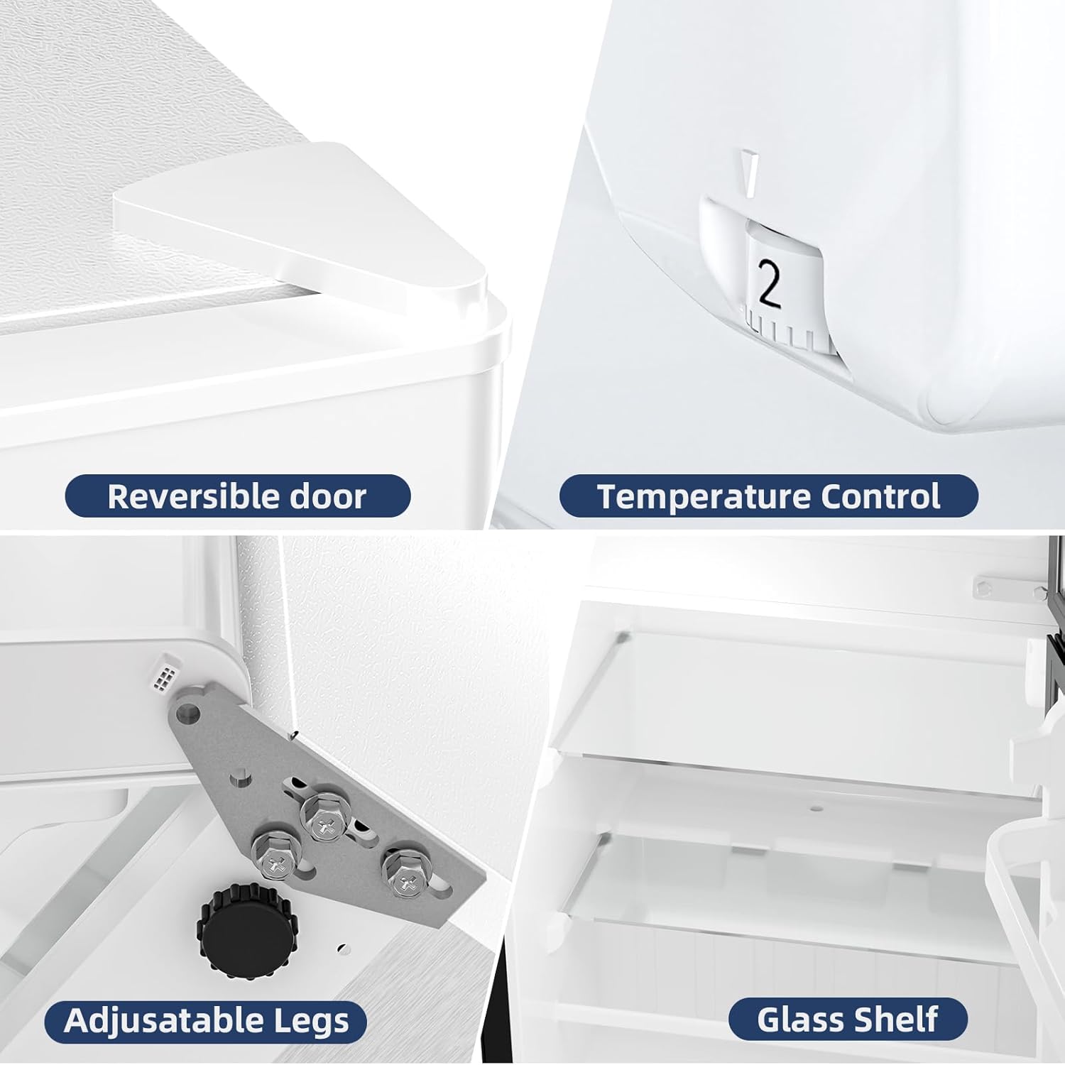 Antarctic Star Mini Fridge with Freezer, Double Door Compact Refrigerator, Adjustable Thermostat, Small Fridge for Bedroom Office Dorm Apartment, 2.45 Cu.Ft, White