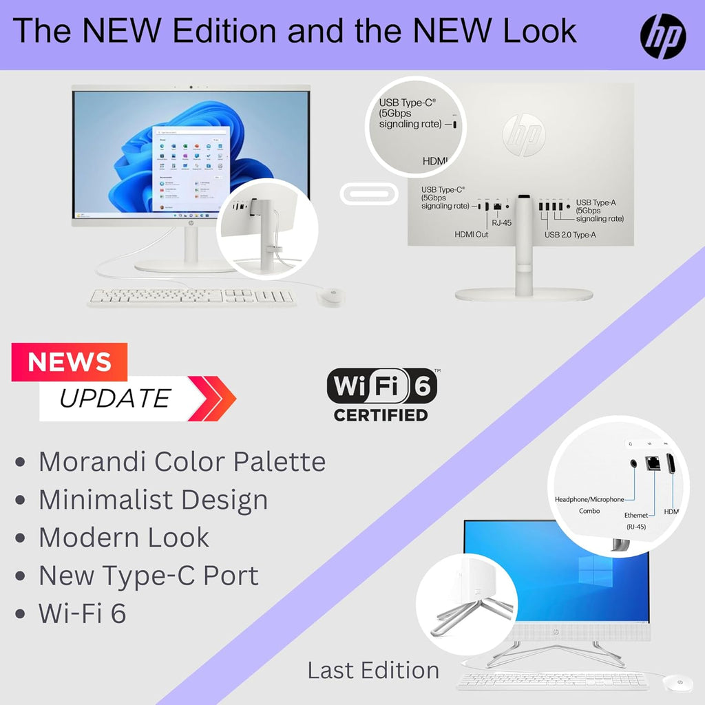 HP 22" All-in-One Desktop PC • Full HD Display • 16GB RAM • 1TB Storage (512GB SSD and 512GB External) • Intel Ultra-efficient Processor • Type-C • Mouse and Keyboard Included