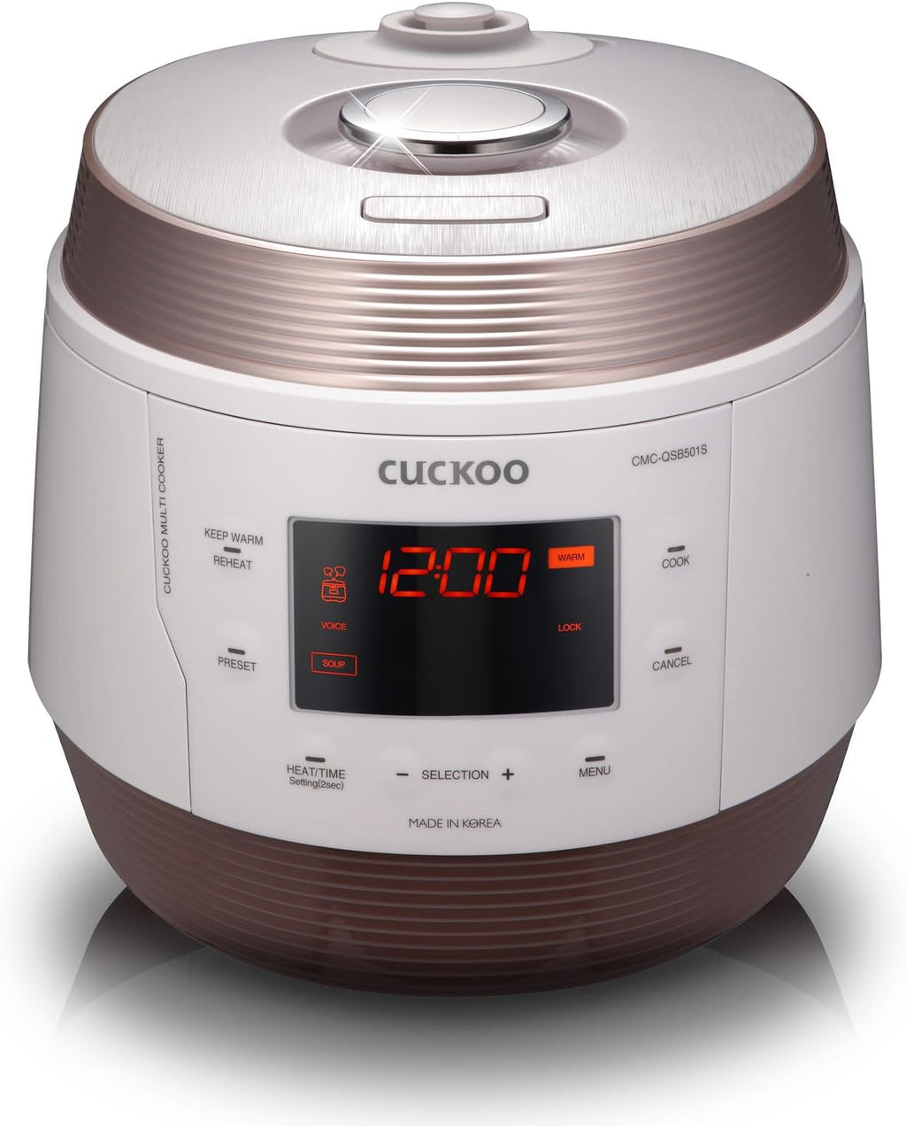 CUCKOO Electric Pressure Cooker 5QT, Versatile Slow Cooker with 10 Menu Options, High Pressure Food Steamer for Cooking, Instant Multicooker with Stainless Steel Non-Stick Inner Pot (CMC-QSB501S)