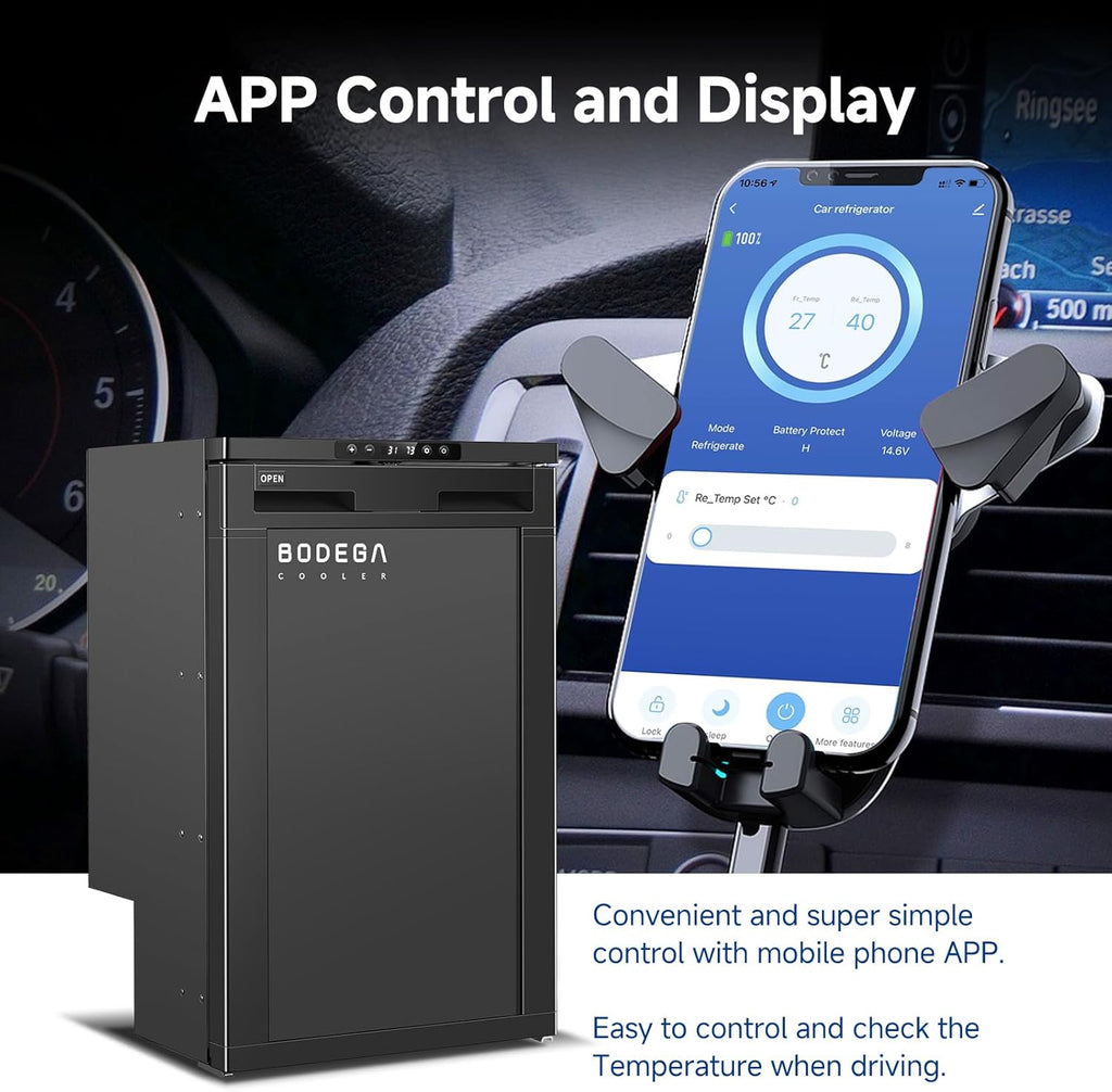 BODEGACOOLER 12-Volt Refrigerator, 83L(2.94cu.ft) RV Fridge with APP Control & Lock, Dual Zone Compressor Cooler (-4℉ ~ 46℉), 12/24V DC Portable Freezer for Truck, RV, Camping, Boat, Black