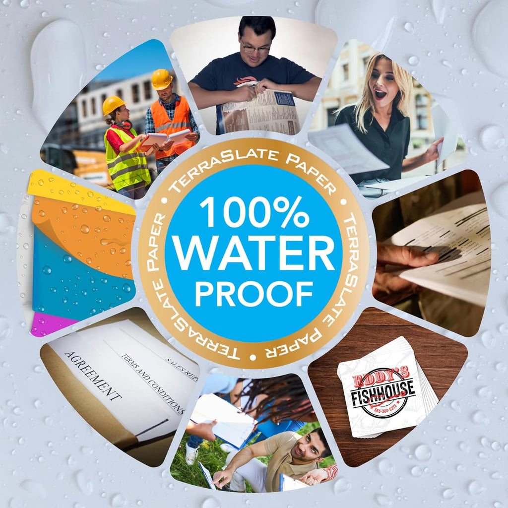 TerraSlate 8 MIL Waterproof Paper 11"x17" – Weatherproof, Rip-proof Copier Paper, Laser Printer & Copier Compatible, 50 Sheets – Ideal for Outdoor, Rugged Use, and Harsh Conditions