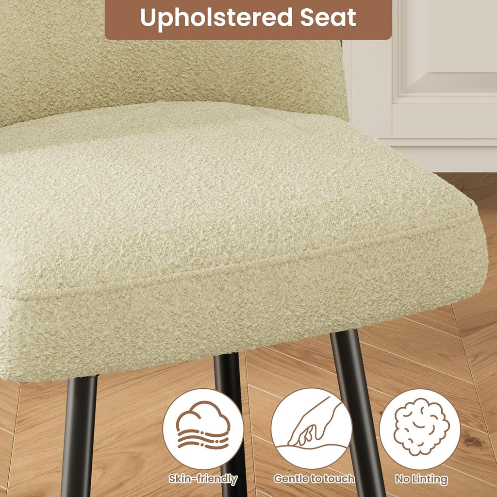 GarveeHome 26" Modern Upholstered Barstools with Backs and Metal Legs, Counter Height Bar Stools Set of 4, Faux Sherpa High Chairs with Arc Metal Footrest for Kitchen Island, Beige