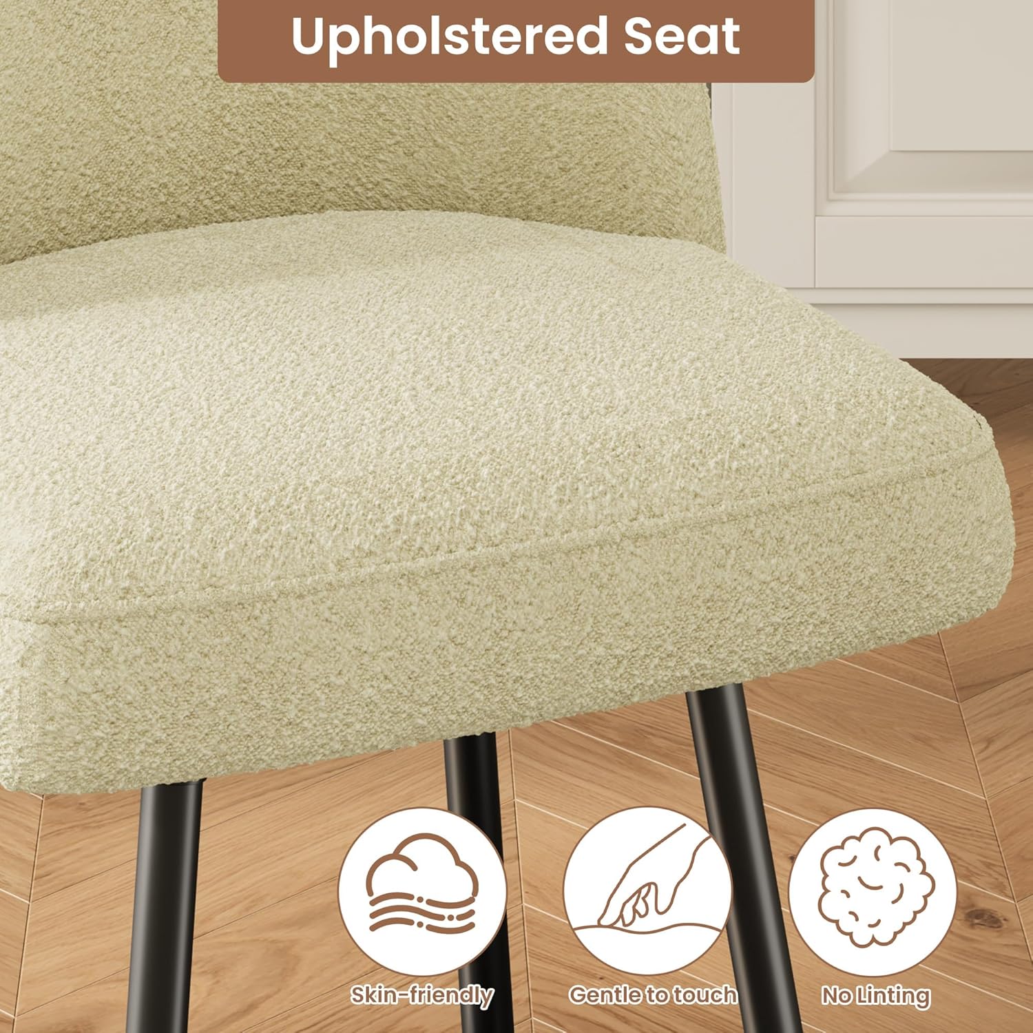 GarveeHome 26" Modern Upholstered Barstools with Backs and Metal Legs, Counter Height Bar Stools Set of 4, Faux Sherpa High Chairs with Arc Metal Footrest for Kitchen Island, Beige