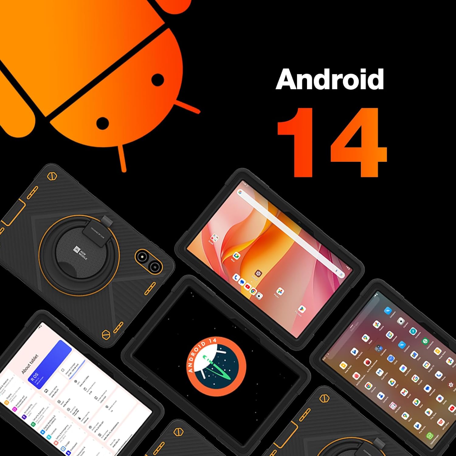 AGM PAD P2 Active Rugged Android 14 Tablet with Case, Waterproof & Drop-Proof, Widevine L1 & GMS Certified, 11" 90Hz FHD 480 NITS Display, MTK G99, 8000 mAh, 16(8+8) + 256GBTF 2TB, GPS, Compass, OTG