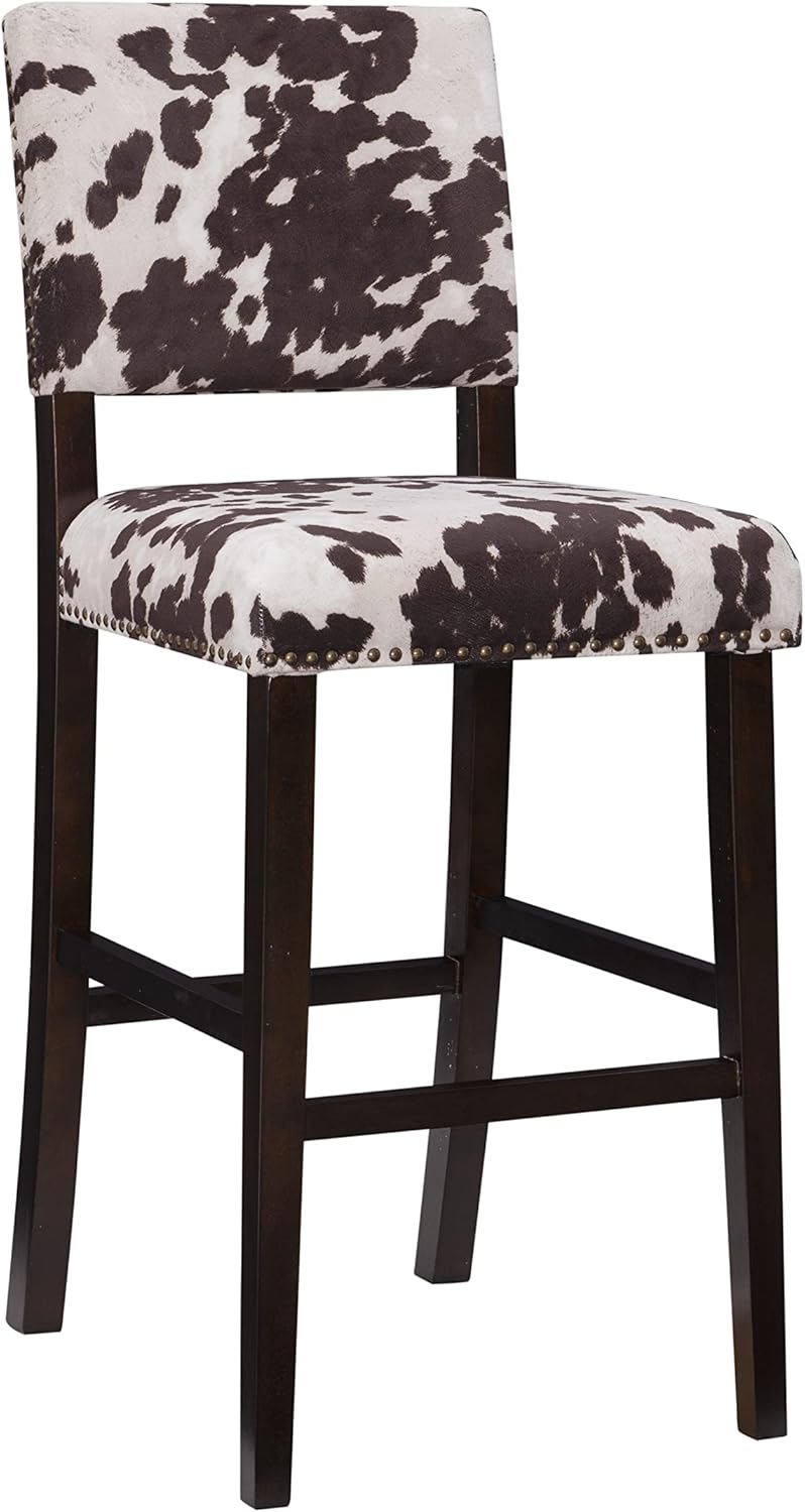 Linon Udder Madness Corey Bar Stool, 19"W x 22.5"D x 44.75"H, Brown
