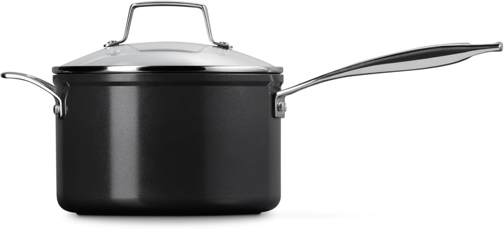 Le Creuset Essential Non-stick Ceramic Saucepan with Glass Lid, 4 qt.