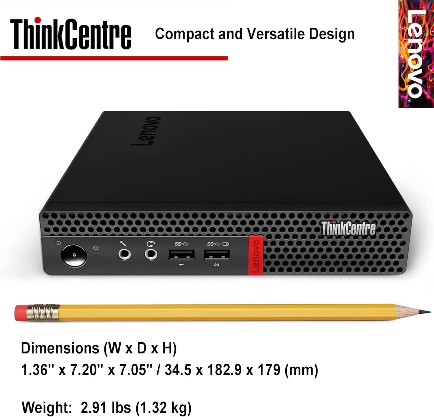 Lenovo Business Mini Desktop PC, AMD Processor, 4GB RAM, 128GB SSD, Dual Display Support, Wi-Fi, Bluetooth, USB & Ethernet Port, Windows 11 Pro, Compact, Quiet, and Space-Saving, w/Keyboard & Mouse