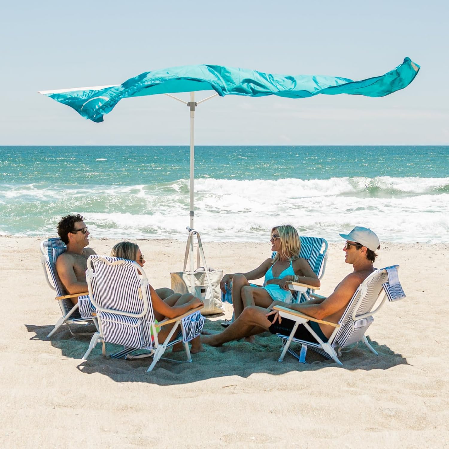 Solbello Shade - The Ultimate Wind-Driven Beach Umbrella, Effortless to Set Up, Lightweight, Won't Blow down the Beach, UPF 50+ Sun Protection