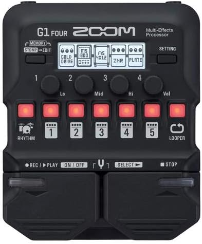 Zoom G1 FOUR Guitar Multi-Effects Processor with 70+ Effects & Amp Modeling, Looper, Rhythm Section, Tuner, Battery Powered