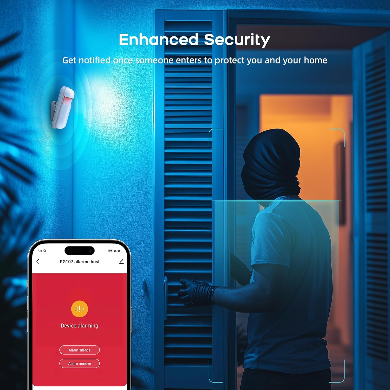 Alarm System for Home Security with Camera, Wireless Security System with 4.3' Wireless fulltouch Screen Compatible with Alexa and Google for Home, Flat