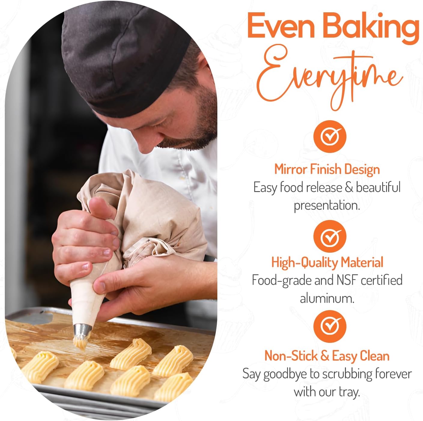Tiger Chef Full Size 18 x 26 inch Aluminum Sheet Pan Commercial Bakery Equipment Cake Pans 19 Gauge 12 Pack