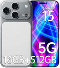Unlocked L17PROMAX Ultra Cell Phones with 5000mAh Battery,Android 15 Snapdragon 888 Phone,16GB RAM+512GB ROM,32MP+104MP Camera, 3040 * 1440 HD 6.9'' Screen /5G/Dual SIM/GPS/WiFi(Silvery)