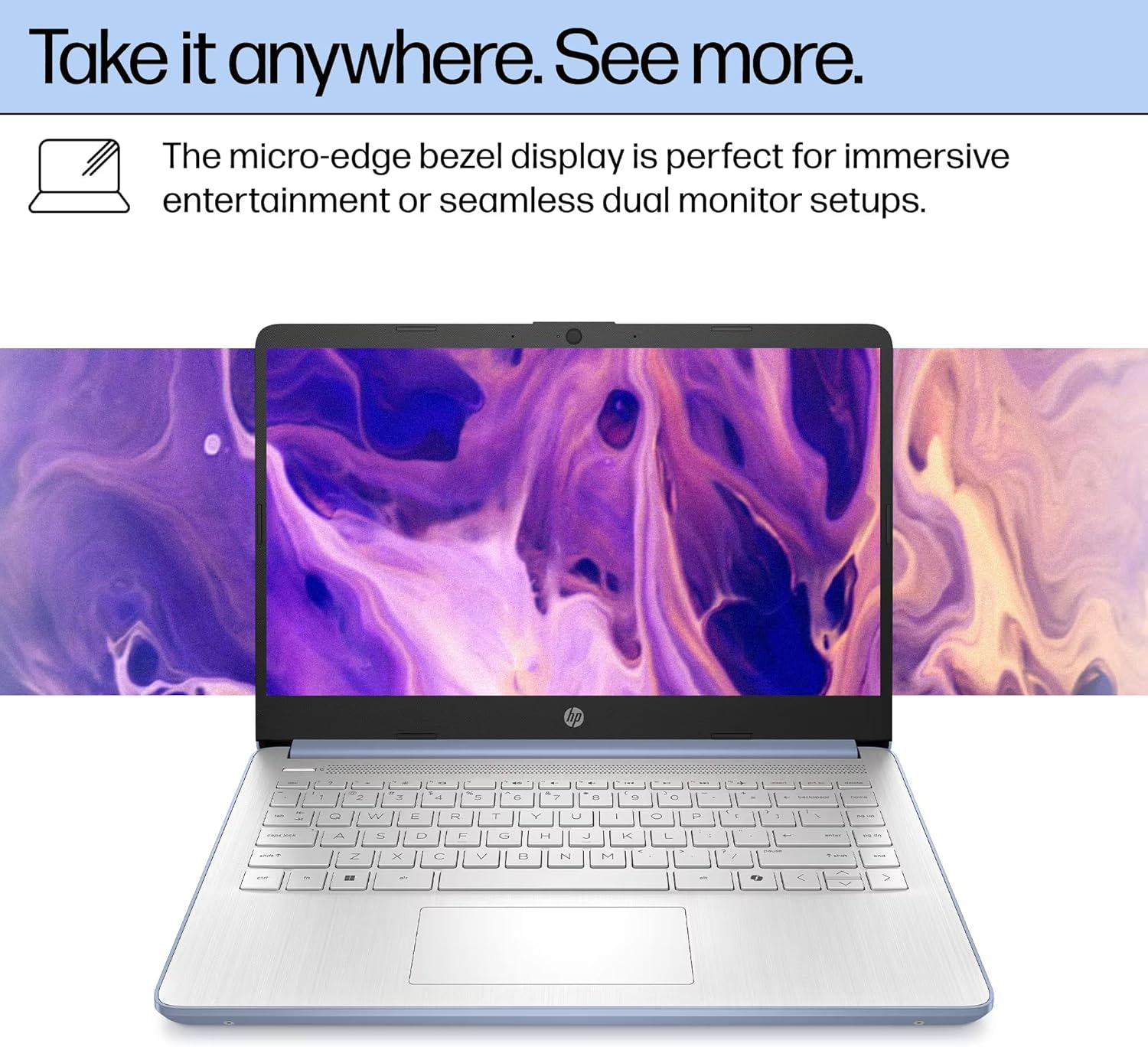 HP Ultrabook 14 Laptop Computer Business Study & Home 2025, Lifetime MS Office + Windows 11 Pro, Quad-Core Intel CPU, 8GB RAM & 628GB Storage (128GB UFS+500GB Ext), Wi-Fi 6, HubxcelAccessory, Blue