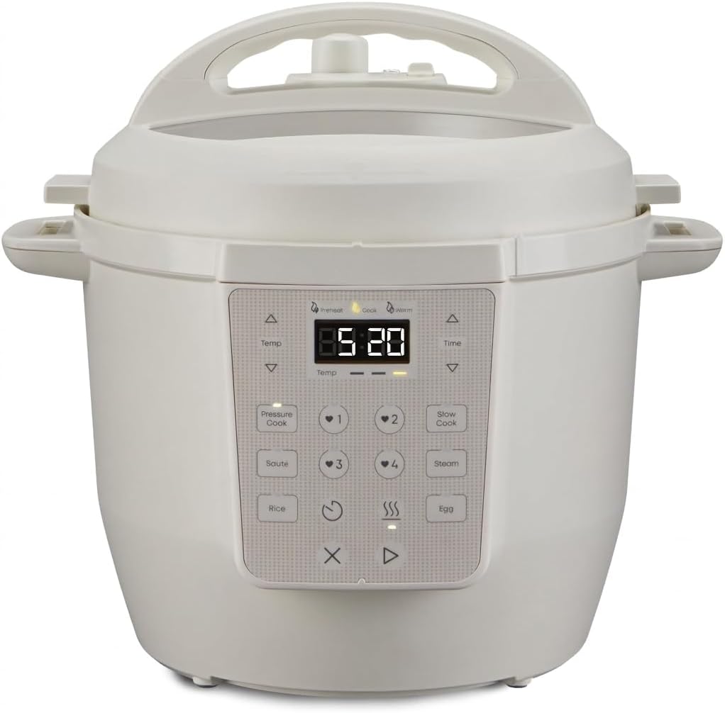 6Qt RIO Chef Series 7-in-1 Multi-Cooker, Pressure Cooker, Slow Cook, & More, Sea Salt - The Non-stick Ceramic-coated Aluminum Pot And Dishwasher-safe Lid Make Washing Up Effortless