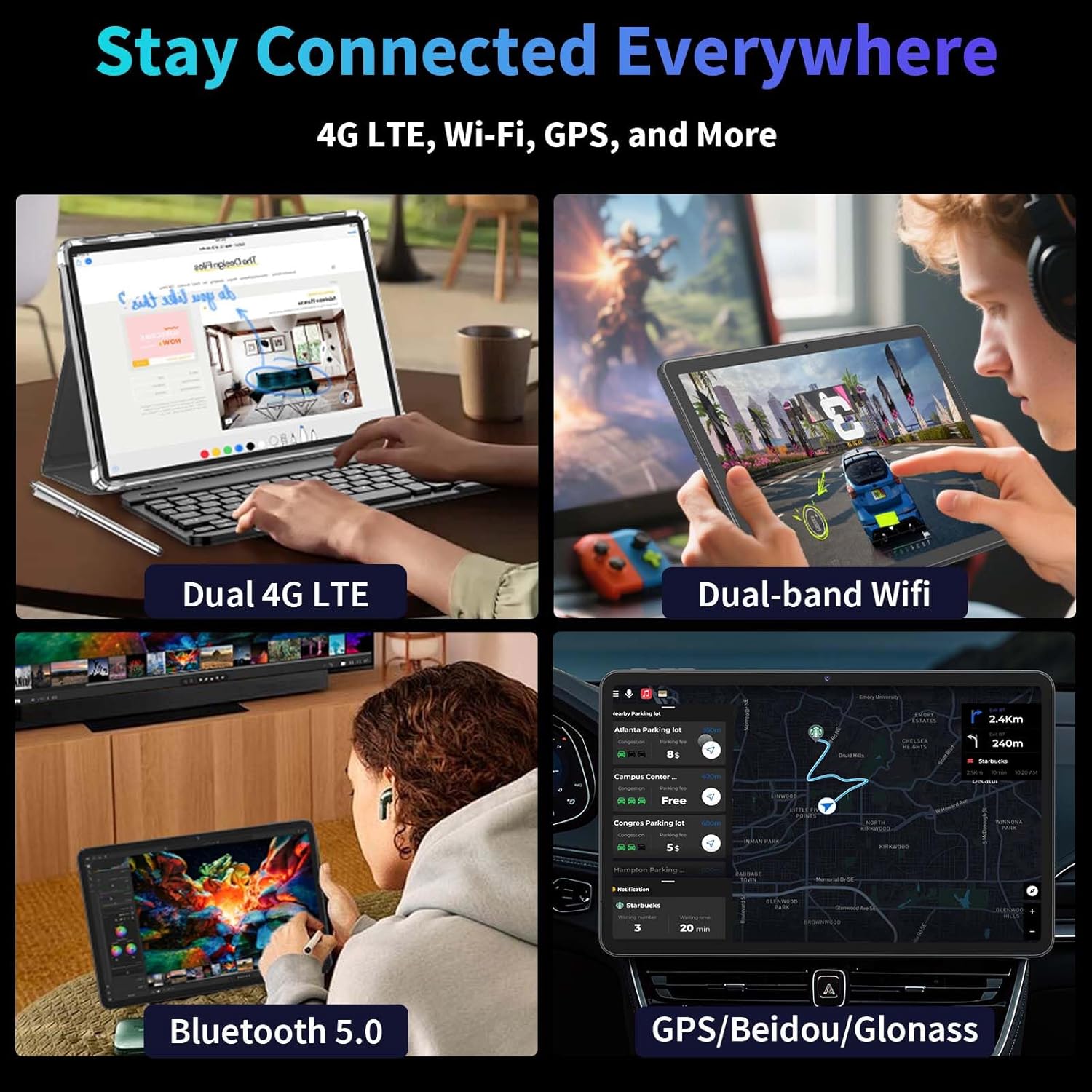 2026 12 Inch Large Tablet, Android 16 Tablet with Keyboard, 24GB+256GB+2TB Expand, Tablets PC with 2K Gemini AI, 8000mAh, Octa-Core, 16+8MP, 2 in 1 Tablets with Case, Mouse, Stylus (Silver Case)