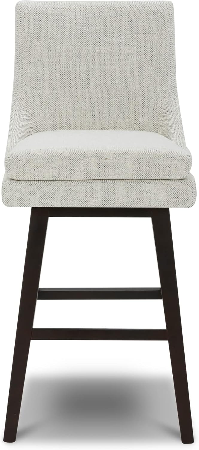 CHITA Bar Height Swivel Barstool with Back Set of 2, FSC Certified Upholstered Bar Stool, 30.7" H Seat Height, Fabric in Ivory