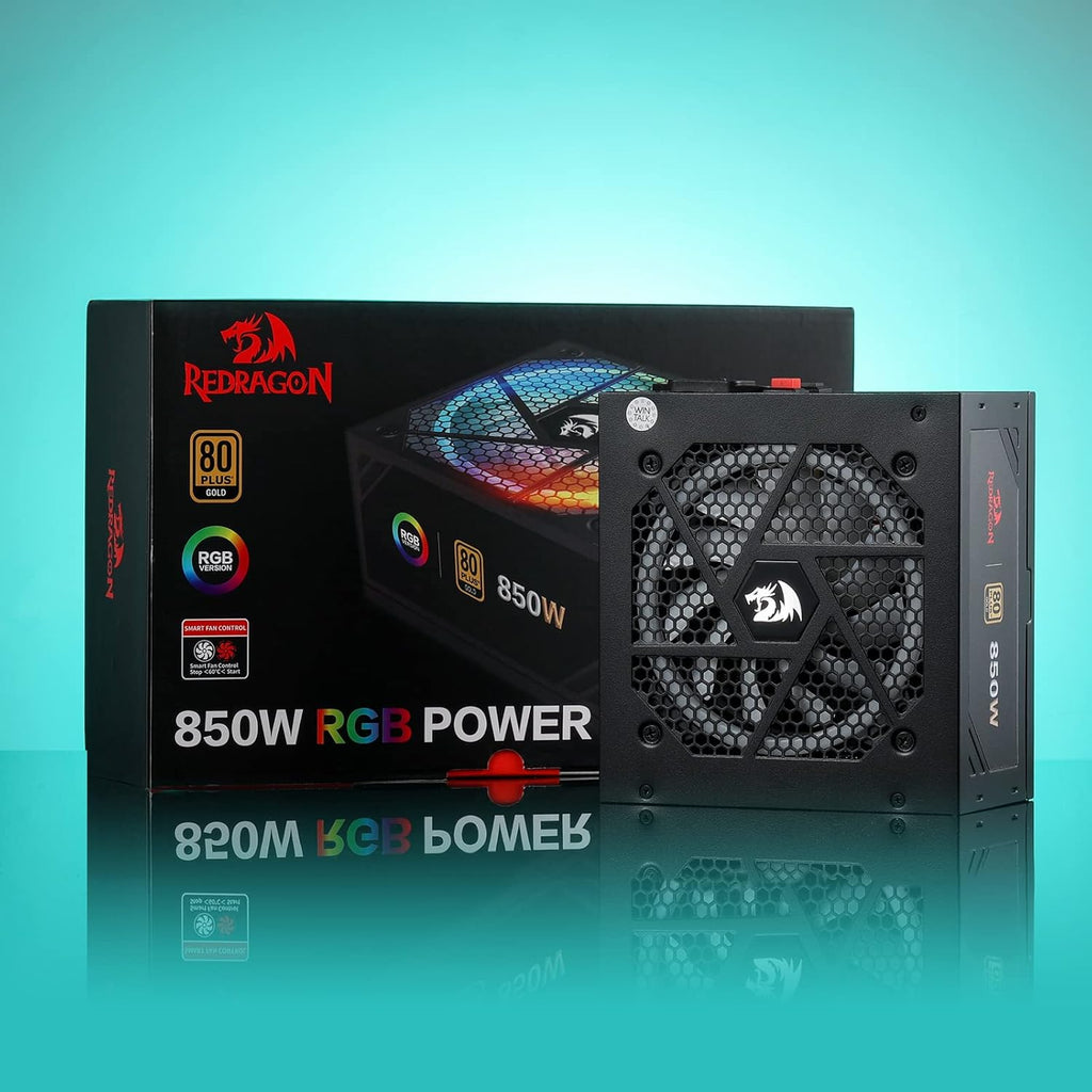 Redragon RGPS-850W 80+ Gold 850 Watt Power Supply w/Upgraded ATX 3.1 & PCIe 5.1 Fully Modular, 12VHPWR Cable Included, 100% Japanese Capacitors, Smart ECO Low Noise RGB Fan, Compact 160mm Size