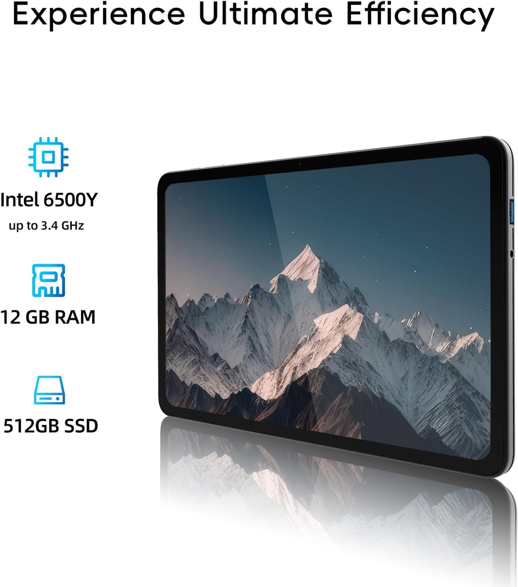 2-in-1 Laptop Tablet 2026 with Magnetic Keyboard & 1-Year Office 365, 12" 2K FHD IPS Touchscreen, 12GB RAM 512GB SSD, 6500Y Processor, USB-C, Dual Speakers, Windows 11 Laptop for Home Office Students