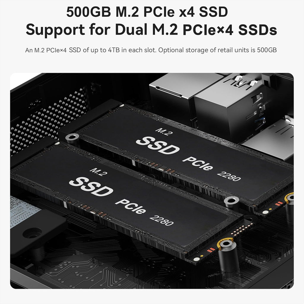 Beelink SEI Mini PC, AMD Ryzen 7 7735HS(up to 4.75GHz), 24GB LPDDR5 500GB PCIe x4, Radeon 680M Graphics Triple 4K Display, 2.5G LAN, Office Mini Desktop Computer