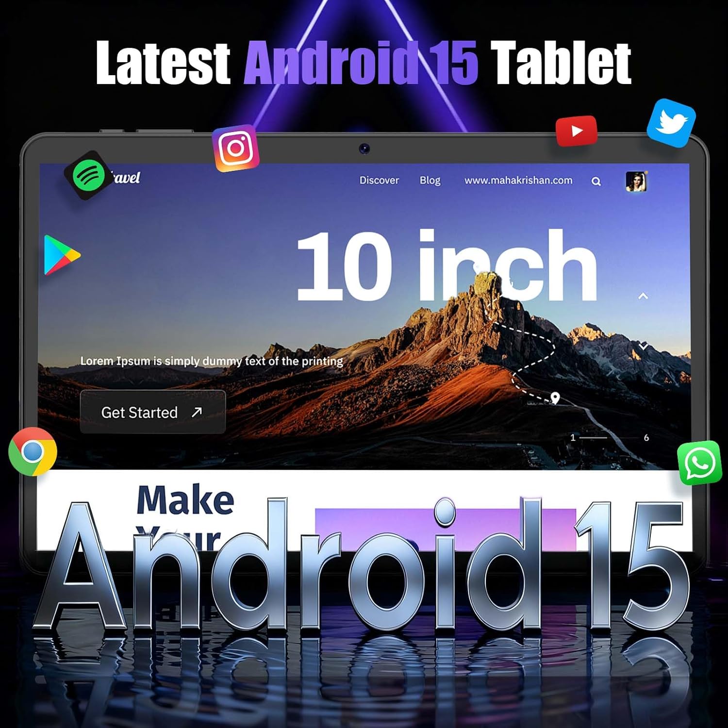 Android tablet 10 inch, 2026 Android 15 Tablet with Keyboard, 26GB+256GB (2TB Expand), Gemini AI Tablet with 8-Core, 8000mAh, 5G WiFi, Widevine L1, 2 in 1 Tablets PC with Case/Mouse/Stylus-Black Case