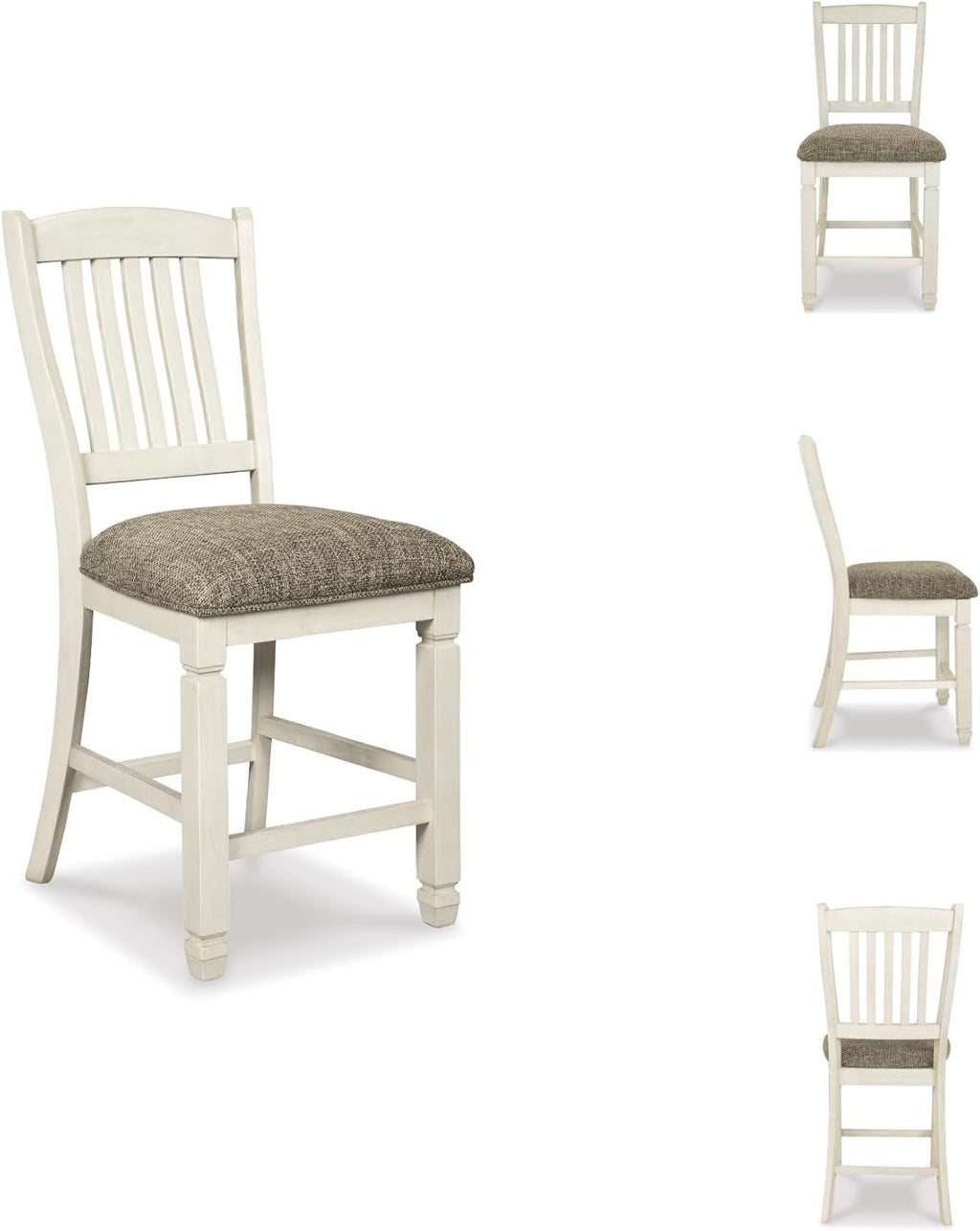 Signature Design by Ashley Bolanburg 24" Counter Height Farmhouse Barstool, 2 Count, Antique White